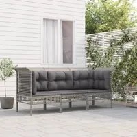 Set Divani da Giardino 3 pz con Cuscini in Polyrattan Grigio 3187474