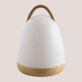 Lampada Da Tavolo A Led Inalambrica Per Esterni  Bianco - Legno Naturale - Sklum