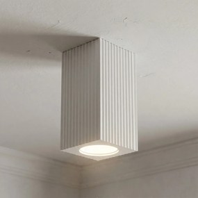 Plafoniera Quadrata 70x70mm h140mm GU10 in Gesso Rigato