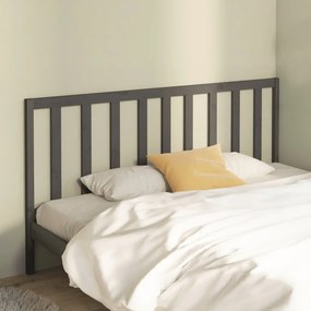 Testiera Per Letto Grigia 206x4x100cm İn Legno Massello Di Pino /