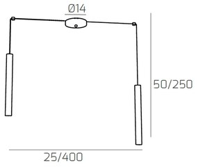 Sospensione Moderna Round Tube Metallo Bianco 2 Luci Gu10