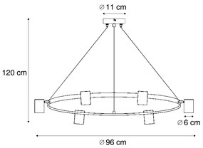 Lampada a sospensione moderna nera a 6 luci - Jeana Circle