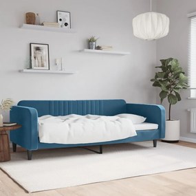 Letto Da Giorno Blu 90x200 Cm İn Velluto /