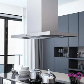 vidaXL Cappa a Isola 90 cm Acciaio Inossidabile 756 m³/h LED