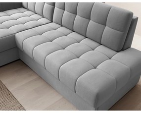 Divano angolare grigio allungabile (con penisola a sinistra/con chaise lounge) con rivestimento in velluto Blezalt – ELTAP