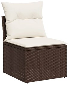 Set divani da giardino 9pz con cuscini marrone in polyrattan