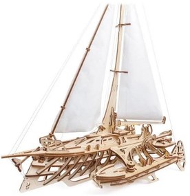 Ugears - Puzzle meccanico in legno 3D Barca a vela Merihobus trimarano