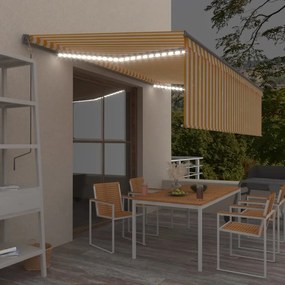 Tenda Automatica Con Sensore Vento Led 5x3m Gialla/bianca /