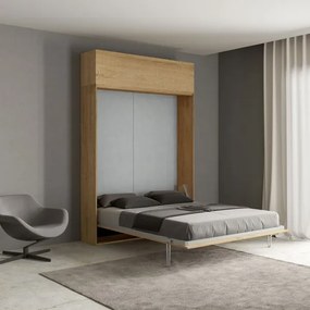 Letto a scomparsa con pensile Quercia matrimoniale 160 cm KENTARO