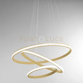 Iole s/3 - lampadario a sospensione oro led 3000k 3000lm 60w dimmer...