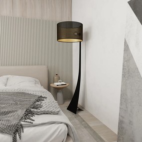 Piantana Contemporaneo Indra Acciaio Nero Oro 1 Luce E27 Ip20