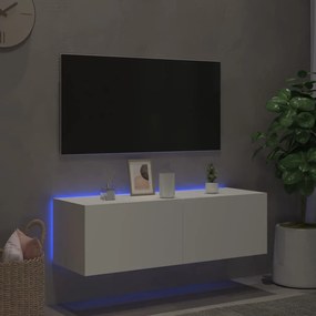 Mobile TV a Parete con Luci LED Bianco 100x35x31 cm