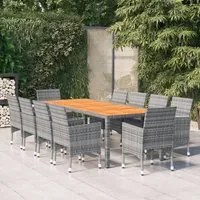 Set da Pranzo per Giardino 11 pz in Polyrattan Grigio 3058577