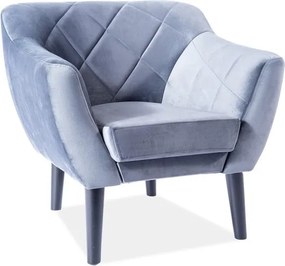 Poltrona Karo 1 in velluto grigio - Blu14/grigio