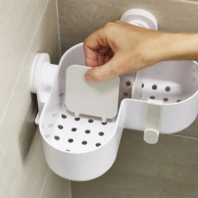 Scaffale da bagno in plastica ad angolo bianco senza forare Duo - Joseph Joseph