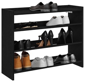 Scarpiera Nera 80x25x62 Cm İn Legno Multistrato /