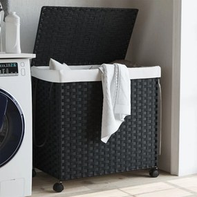 Cesto Portabiancheria Con Ruote Nero 60x35x60,5 Cm Rattan /