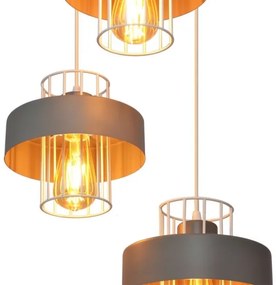 Lampadario a sospensione con filo VOLTA 3xE27/15W/230V diametro 42 cm grigio