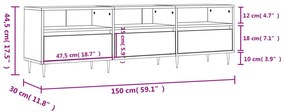 Mobile Porta TV Bianco 150x30x44,5 cm in Legno Multistrato