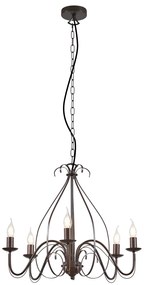 Lampadario classico marrone ruggine a 5 luci - Giuseppe