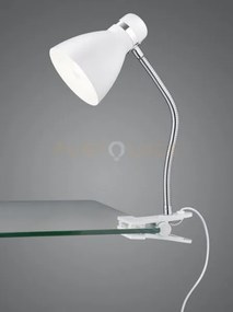 Lampada da studio harvey flessibile con pinza metallo bianco e crom...