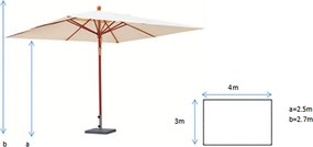 Ombrellone da Giardino 2x3 m Palo Ø48 mm in Legno Tropicale Becker Ecrù...