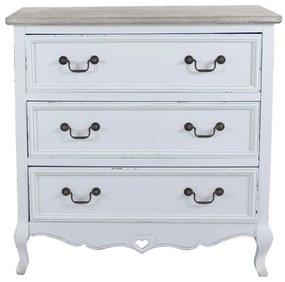 CAROLINE - cassettiera 3 cassetti in legno di paulownia shabby chic