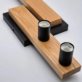 Lampadario a plafone MATTE 4xE27/15W/230V nero/quercia