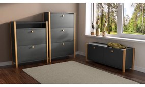 Scarpiera grigio scuro con tre cassetti Bode - Woodman