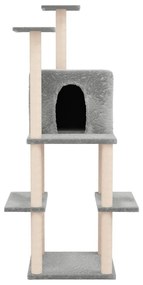 Albero per gatti con tiragraffi in sisal grigio chiaro 144,5 cm