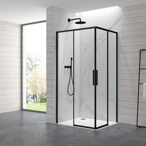 Box doccia 70x80cm angolare porte scorrevoli finitura nera | KLA1000N - KAMALU