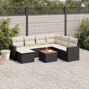 Set Divani da Giardino con Cuscini 8 pz Nero in Polyrattan