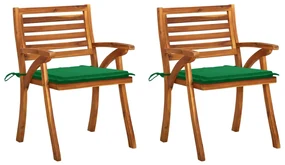 Sedie da pranzo da giardino con cuscini 2 pz massello di acacia