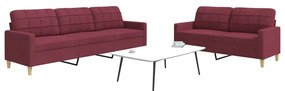 Set Di Divani 2 Pz Rosso Vino İn Tessuto /
