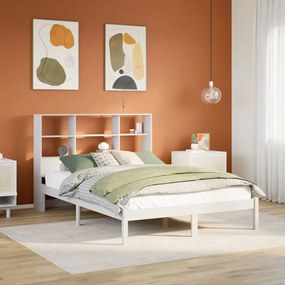 Letto libreria senza materasso bianco 140x200 cm legno di pino
