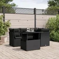 Set Divani da Giardino 5 pz con Cuscini in Polyrattan Nero 3266555