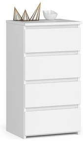 Cassettiera Moderna 40x35x74 Cm 4 Cassetti Bianco Opaco Artika