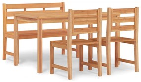 Set da pranzo per giardino 4 pz in legno massello di teak