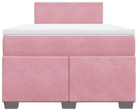 Giroletto a molle con materasso rosa 120x190 cm in velluto