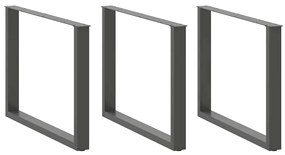 Gambe Tavolo Pranzo A U 2 Pz Antracite 100x(72-73)cm İn Acciaio /