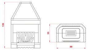 Palazzetti Patio 78 R Focolare in refrattario con cassetto cenere griglia e paretina in ghisa