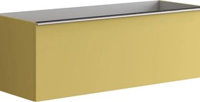 Mobile da bagno sospeso sotto lavabo Pixel plain 1 cassetto L 120 x H 40 x P 45.5 cm giallo laccato opaco con maniglia alluminio brillante