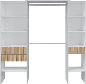 Armadio Guardaroba Aperto 190x40x187 Ethna Bianco E Rovere Listato