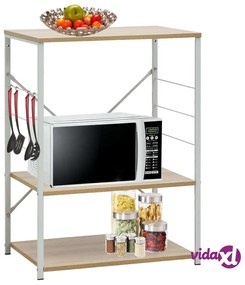 vidaXL Mobile Microonde Bianco Rovere 60x39,6x79,5cm Legno Multistrato