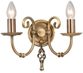 Applique Classica Artisan Acciaio Ottone Anticato 2 Luci E14