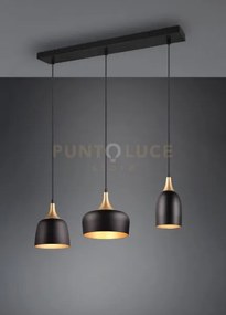 Chiraz sospensione 3 diffusori metallo forme differenti nero e oro ...