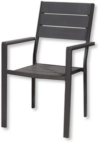 Sedia Tenerife con braccioli – Effetto legno, metallo verniciato, grigio