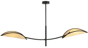 Sospensione Nordica 2 Luci Ares In Acciaio E Rattan Con Bracci Regolabili