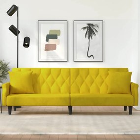 Divano Letto Con Braccioli Giallo İn Velluto /
