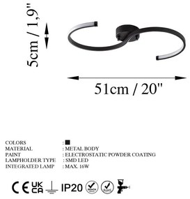 Plafoniera LED nera 25x10 cm Es - Opviq lights